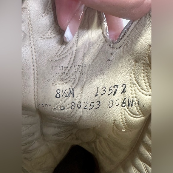 Vintage 90s Santa Fe Boot Co Cream Western Boots Womens 8.5 USA Leather - Picture 11 of 15